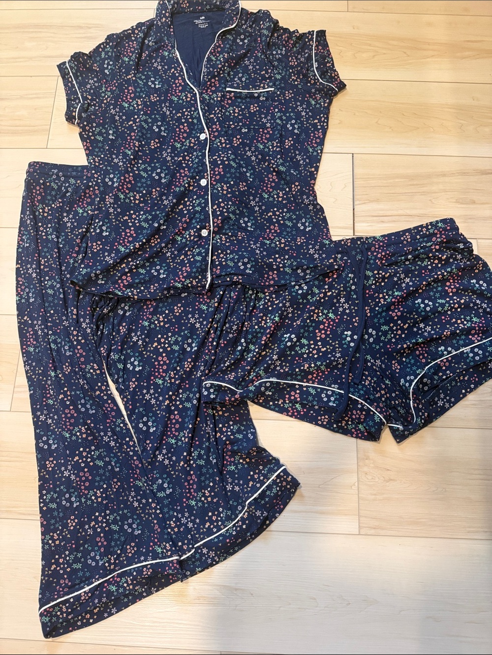 Knix Navy Floral 3-Piece Pajama Set
